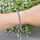 Tanzanite Trillion Cut Sterling Silver Tennis Bracelet
