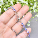 Tanzanite Trillion Cut Sterling Silver Tennis Bracelet