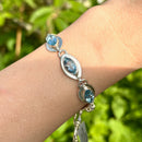 Sky Blue Topaz Sterling Silver Bracelet (Adjustable Length)