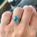 Swiss Blue Topaz & Diamond 9ct White Gold Cluster Ring (2.15ct)