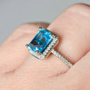 Swiss Blue Topaz & Diamond 9ct White Gold Cluster Ring (2.15ct)
