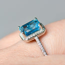 Swiss Blue Topaz & Diamond 9ct White Gold Cluster Ring (2.15ct)