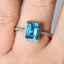 Swiss Blue Topaz & Diamond 9ct White Gold Cluster Ring (2.15ct)