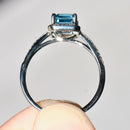 Swiss Blue Topaz & Diamond 9ct White Gold Cluster Ring (2.15ct)