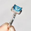 Swiss Blue Topaz & Diamond 9ct White Gold Cluster Ring (2.15ct)