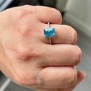 Swiss Blue Topaz & Diamond 9ct White Gold Cluster Ring (2.15ct)