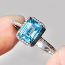 Swiss Blue Topaz & Diamond 9ct White Gold Cluster Ring (2.15ct)