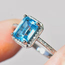Swiss Blue Topaz & Diamond 9ct White Gold Cluster Ring (2.15ct)