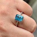 Swiss Blue Topaz & Diamond 9ct White Gold Cluster Ring (2.15ct)