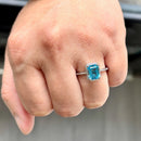 Swiss Blue Topaz & Diamond 9ct White Gold Cluster Ring (2.15ct)