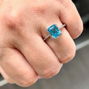 Swiss Blue Topaz & Diamond 9ct White Gold Cluster Ring (2.15ct)
