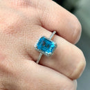 Swiss Blue Topaz & Diamond 9ct White Gold Cluster Ring (2.15ct)