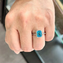 Swiss Blue Topaz & Diamond 9ct White Gold Cluster Ring (2.15ct)