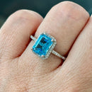 Swiss Blue Topaz & Diamond 9ct White Gold Cluster Ring (2.15ct)