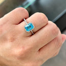 Swiss Blue Topaz & Diamond 9ct White Gold Cluster Ring (2.15ct)