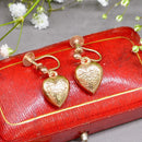 Vintage 1960s Engraved Heart-Shaped 9ct Yellow Gold Screw-Back Earrings