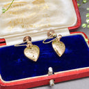 Vintage 1960s Engraved Heart-Shaped 9ct Yellow Gold Screw-Back Earrings