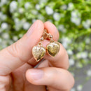 Vintage 1960s Engraved Heart-Shaped 9ct Yellow Gold Screw-Back Earrings