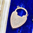 Antique 9ct Rose Gold Engraved Heart-Shaped Padlock Clasp / Pendant
