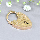 Antique 9ct Rose Gold Engraved Heart-Shaped Padlock Clasp / Pendant