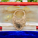 Antique 9ct Rose Gold Engraved Heart-Shaped Padlock Clasp / Pendant