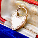 Antique 9ct Rose Gold Engraved Heart-Shaped Padlock Clasp / Pendant
