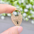 Antique 9ct Rose Gold Engraved Heart-Shaped Padlock Clasp / Pendant
