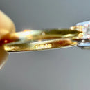 Vintage 2000s Pink Sapphire & Diamond 18ct Yellow Gold Trilogy Ring