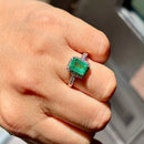 Emerald and Diamond 18ct Yellow Gold Cluster Ring