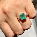 Emerald and Diamond 18ct Yellow Gold Cluster Ring
