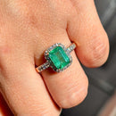 Emerald and Diamond 18ct Yellow Gold Cluster Ring