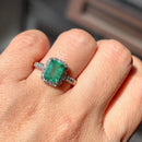 Emerald and Diamond 18ct Yellow Gold Cluster Ring