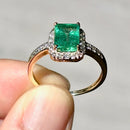 Emerald and Diamond 18ct Yellow Gold Cluster Ring