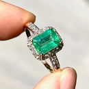 Emerald and Diamond 18ct Yellow Gold Cluster Ring
