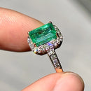 Emerald and Diamond 18ct Yellow Gold Cluster Ring