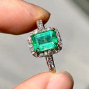 Emerald and Diamond 18ct Yellow Gold Cluster Ring