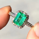 Emerald and Diamond 18ct Yellow Gold Cluster Ring