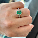 Emerald and Diamond 18ct Yellow Gold Cluster Ring