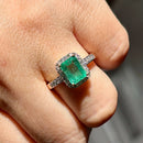 Emerald and Diamond 18ct Yellow Gold Cluster Ring