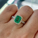 Emerald and Diamond 18ct Yellow Gold Cluster Ring
