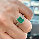 Emerald and Diamond 18ct Yellow Gold Cluster Ring
