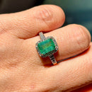 Emerald and Diamond 18ct Yellow Gold Cluster Ring