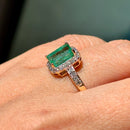 Emerald and Diamond 18ct Yellow Gold Cluster Ring