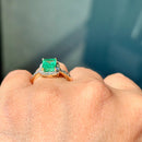 Emerald and Diamond 18ct Yellow Gold Cluster Ring