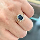 Vintage 2000s Sapphire and Diamond 9ct Yellow Gold Cluster Ring (1.6ct)