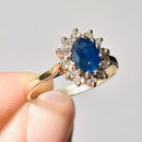 Vintage 2000s Sapphire and Diamond 9ct Yellow Gold Cluster Ring (1.6ct)