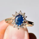 Vintage 2000s Sapphire and Diamond 9ct Yellow Gold Cluster Ring (1.6ct)