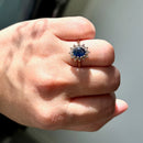 Vintage 2000s Sapphire and Diamond 9ct Yellow Gold Cluster Ring (1.6ct)