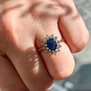 Vintage 2000s Sapphire and Diamond 9ct Yellow Gold Cluster Ring (1.6ct)