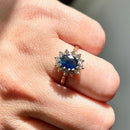 Vintage 2000s Sapphire and Diamond 9ct Yellow Gold Cluster Ring (1.6ct)